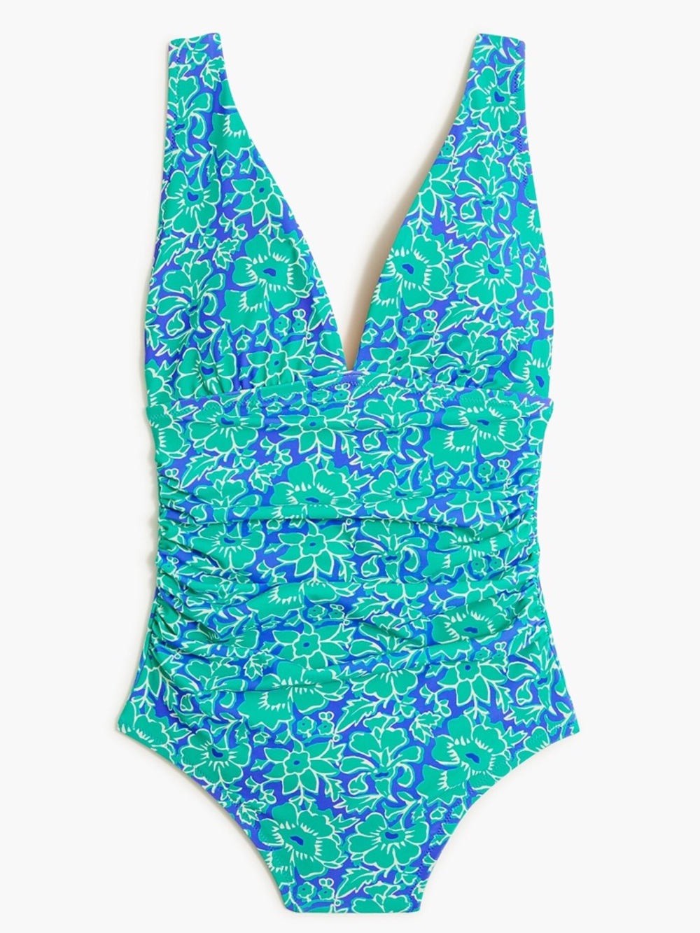 J. Crew Floral V Neck One Piece Swimsuit